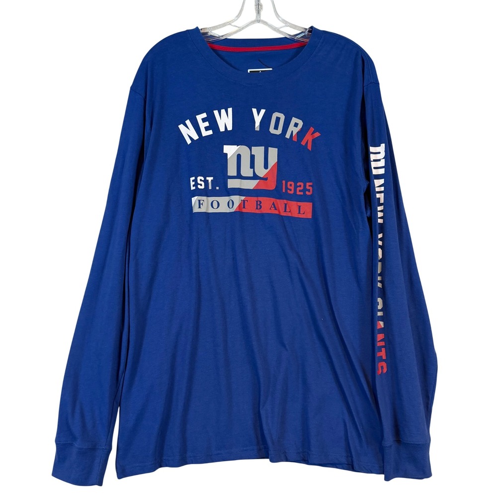 NFL Team Apparel Mens New York Giants Long Sleeve Graphic Tee Blue XL G-Men Fan